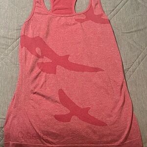 Oiselle Flyte Pink Tank Top with Bird Pattern